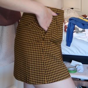 Black and yellow checkered mini skirt